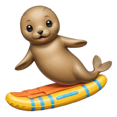 A cute seal pup with floaties on both flippers, kicking excitedly near lane markers. sticker