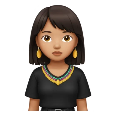 Philippino girl in black fringed shirt, with hand on hip sticker