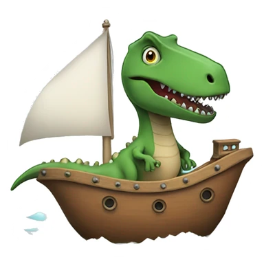 A cartoon t-rex on a ship sticker