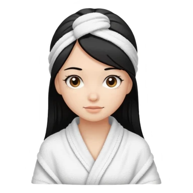 Menina de cabelo liso médio preto com olhos castanhos puxado com toalha de banho  sticker