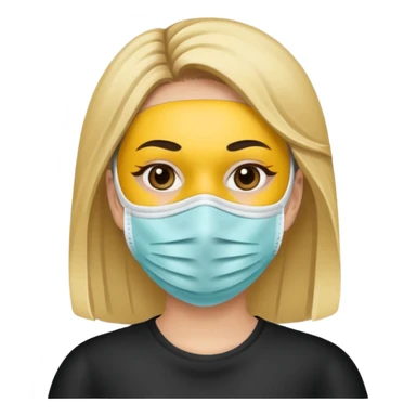 woman with face mask sticker