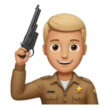 Guy with holding gun pointed at his head while he’s smiling sticker