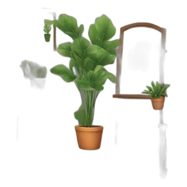 man bedroom with an mirror and a plant next to it sticker