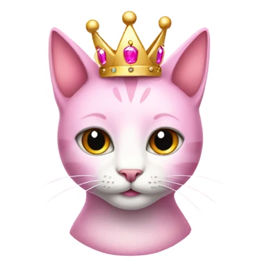 Pink cute sparkly, shimmery cat wearing a crown sticker