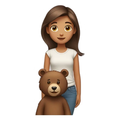 girl standing next to bear sticker