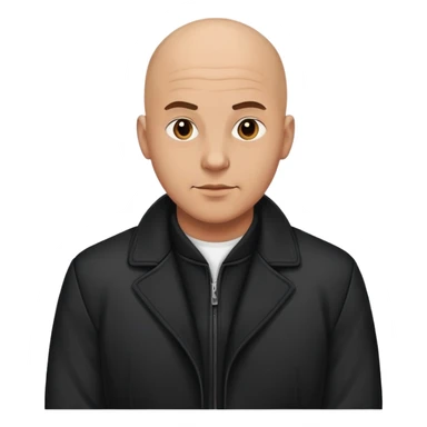 bald guy in black jacket sticker