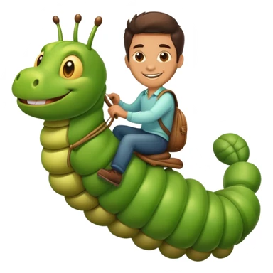 a man riding a green caterpillar sticker