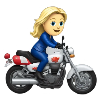 Marine le Pen sur une moto sticker
