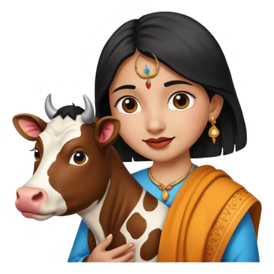 Indian girl with cow sticker