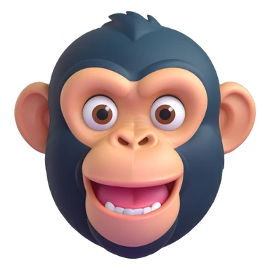 3D emoji style chimpanzee face, winking, cheeky expression sticker