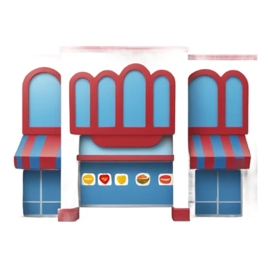 Blue and red supermarket building sticker