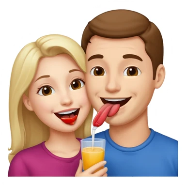 A woman licking a man happily sticker