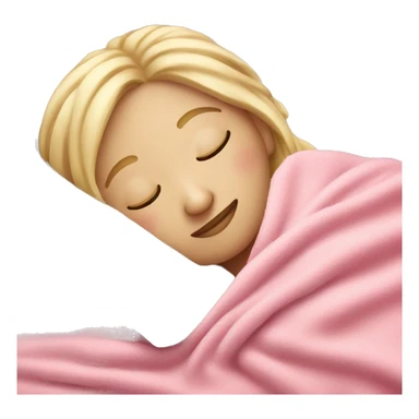 Blonde girl sleeping on left side in pink blanket sticker