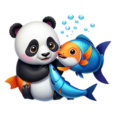 Good morning panda and fish sticker