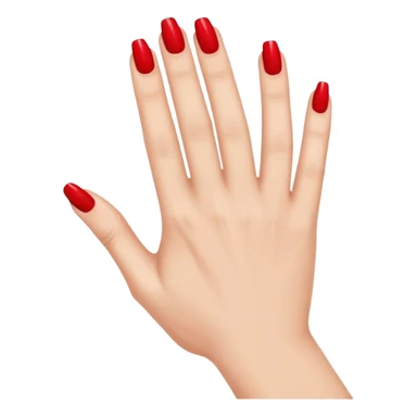 A woman's hand with red nail polish sticker
