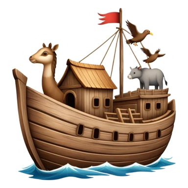 Noah's ark wooden boat with animals sticker