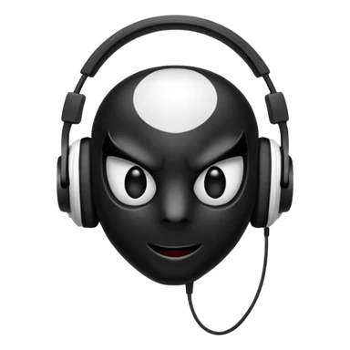 The black spider emoji but with white headphones sticker