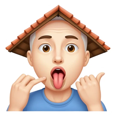 person practicing facial exercise mewing with tongue against roof of mouth sticker