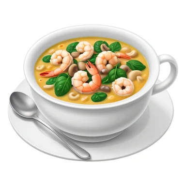 Coucous spinach mushroom shrimp soup sticker