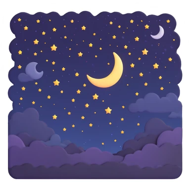 dark night sky with moon and stars sticker