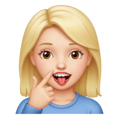 Girl biting finger with teeth only index finger sticker
