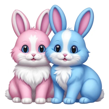 blue bunny and pink cat very happy sticker