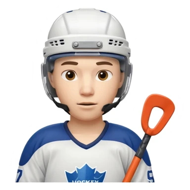 ice hockey player portrait, head and shoulders only, wearing hockey helmet with visor, team jersey collar, holding hockey stick near shoulder, focused competitive expression, 3D cartoon style, mobile game icon style, clean background, no text, no watermark

 sticker
