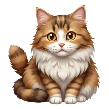 brown fluffy tabby cat next to a dilute calico cat  sticker
