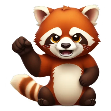 Red panda clenches his fist and is angry sticker