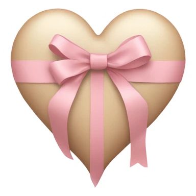 A beige coloured heart with a light pink bow wrapping it sticker