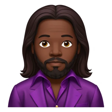 Barry White with long dark brown hair, dark plum silk outfit sticker
