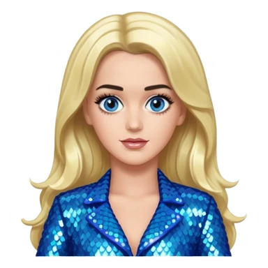 Katy Perry with long blonde hair, blue sequin outfit sticker