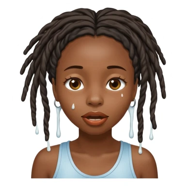 Black girl with locs and milk dripping down her face and mouth  sticker