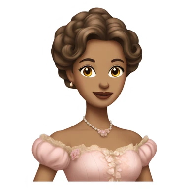 vintage rococo light brown skin and brunette woman in a light pink gown  sticker