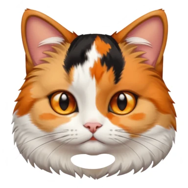 calico cat with small head, hazel eyes, and short but chubby body sticker