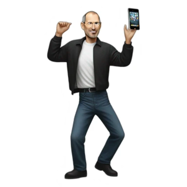 Steve jobs dancing with a Mac in his hand sticker