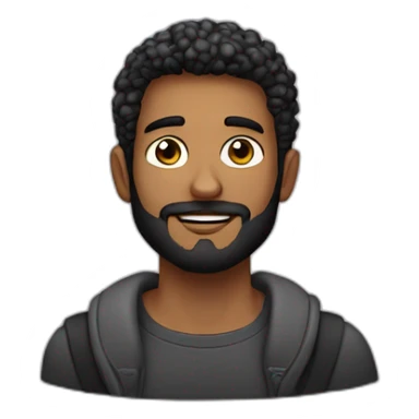 Hombre joven, rapado, con barba negra, ojos celestes sticker