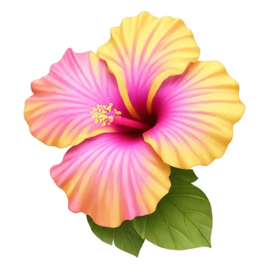 yellow and pink hibiscus flower sticker