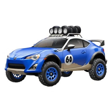 2013 scion fr-s ultramarine off road 4wd monster Baja dessert racer number 86 with large fancy silver wheels  sticker