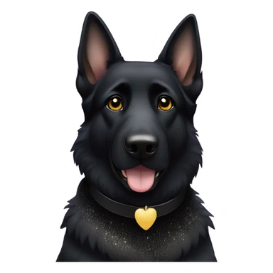All black German shepherd with glitter sticker