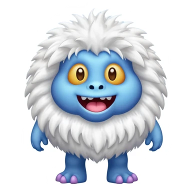 Mammott from My Singing Monsters as a cute emoji, standing, fluffy white fur, blue lips, smiling, minimal background sticker
