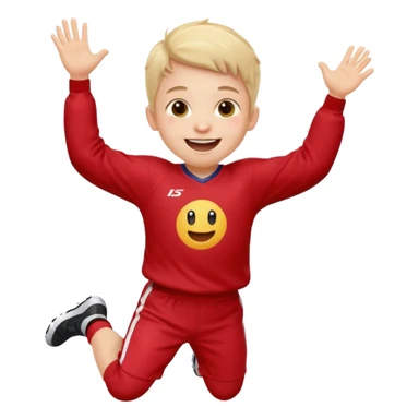 A small kid in an oversized jersey, jumping with excitement. sticker