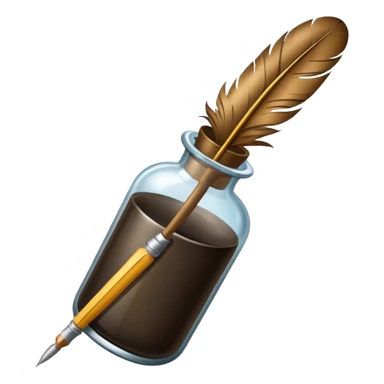 feather quill and ink bottle sticker