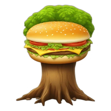 Un burger sur un tronc d’arbre sticker