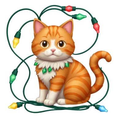 cat tangled up in christmas lights sticker