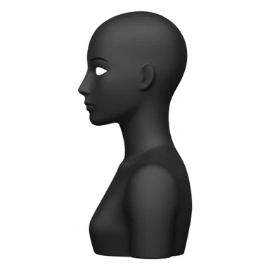 Minimalistic flat vector icon, iOS style, thin black contour on white background. Matte black mannequin in profile in 3D monochrome style. sticker