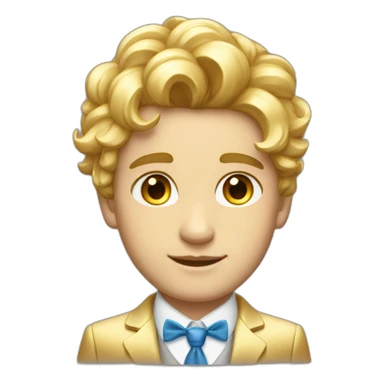 Posh-boy-with-golden-suit-and-blue-eyes-and-rainbow-unicorn-hair sticker