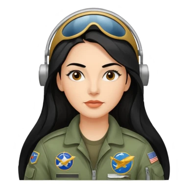 Femme cheveux long noir travaille dans le domaine de l'aéronautique gros sourcils haut du corps sticker