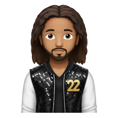 Omarion from B2K with long dark brown hair, black sequin outfit sticker