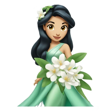 Jasmine disney princess with jasmine flower sticker
